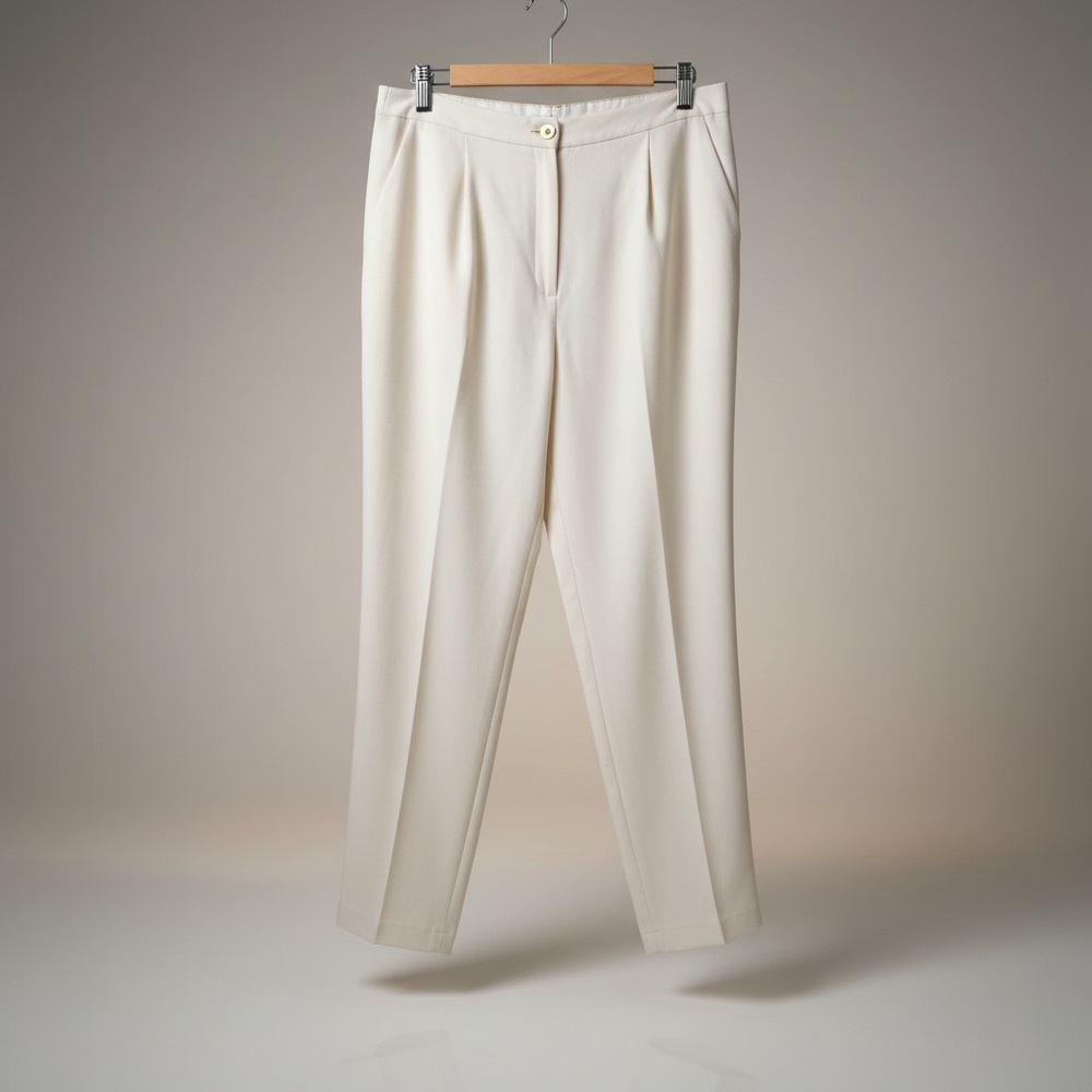 Saks Fifth Ave Real Clothes Ivory Silk Pants XL Elastic Back Waist